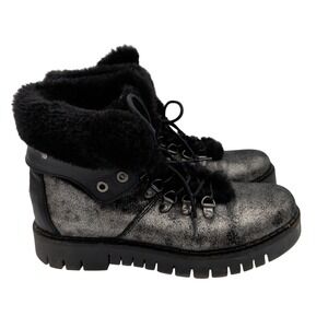 Pajar Penny Snow Boots Canada Waterproof Metallic Silver Faux Fur Winter 38 7.5